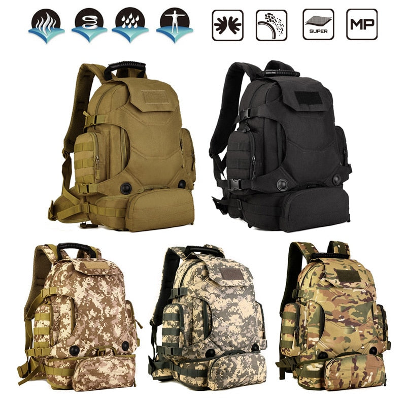 40L Taktischer Rucksack 2 in 1 Militär Hüfttasche Armee Rucksack Rucksack Molle Outdoor Sporttasche Herren Camping Wandern Klettern Tasche