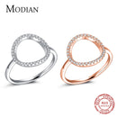 Klassische Mode aushöhlen Hoop funkelnder weißer und rosafarbener Ring Zirkonia Schmuck echte massive 925 Sterling Silber Ringe