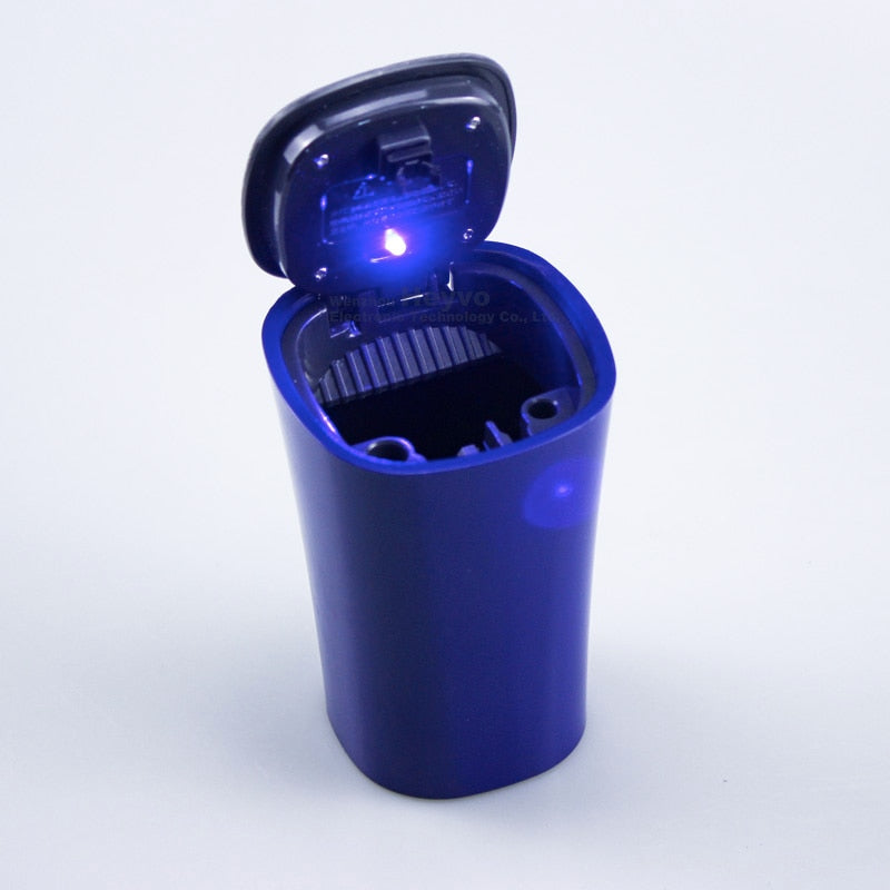 Portable Car Ashtray With Blue LED Light Automatic Solar Energy Auto Cigarette Smoke Cup Ash Tray For Car  Car Accessories