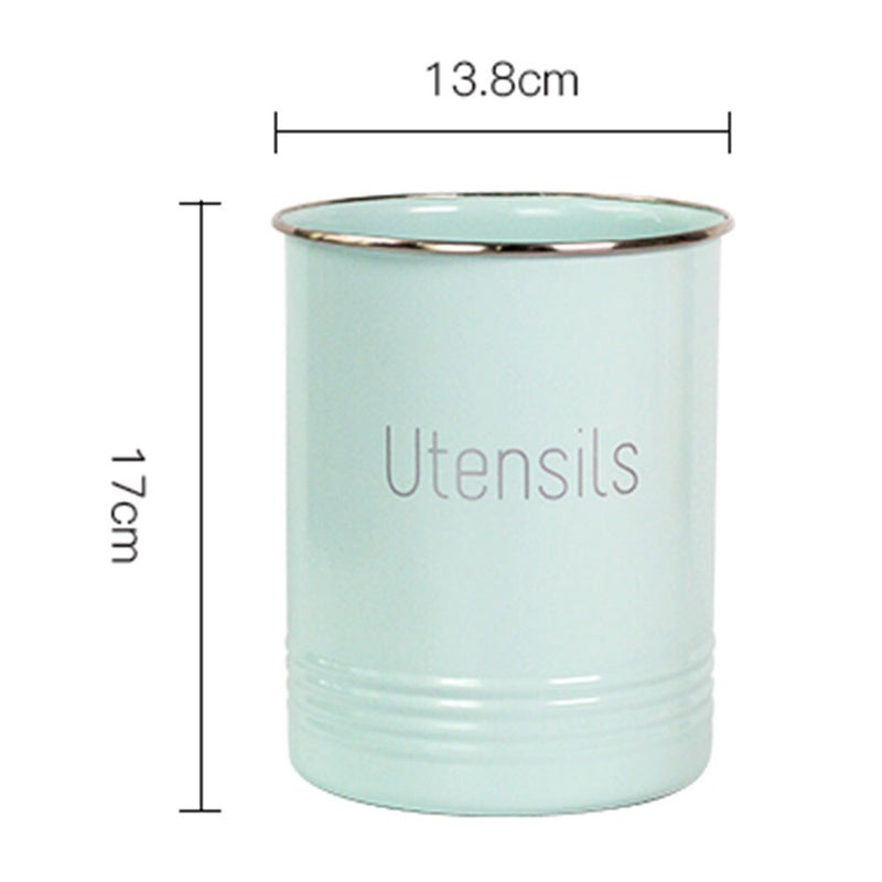 Round Utensil Storage Jar Kitchen Tableware Organizer Jars No Lid Cooking Tool Metal Box Scandinavia Cosmetic Brush Container