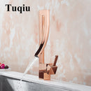 Waschtischarmaturen Rose Gold Messing Wasserhahn Quadratisch Waschbecken Wasserhahn Einhand Deck montiert Toilette Warm- und Kaltmischer Wasserhahn