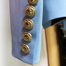 HIGH STREET Neueste 2022 Designer Jacke Mode Damen Klassische Slim Fit Zweireiher Löwe Knöpfe Blazer Babyblau