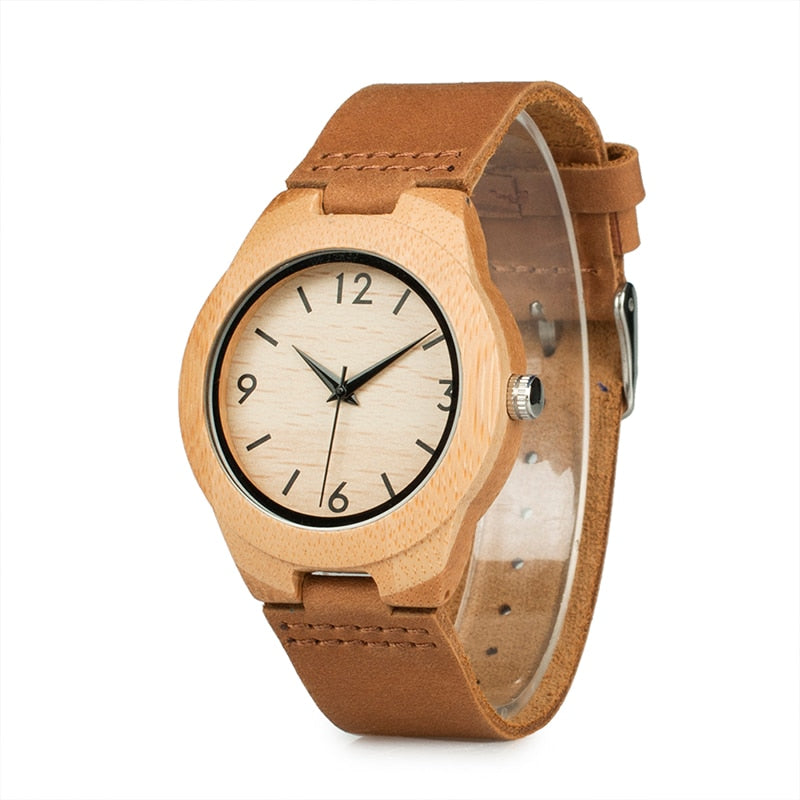 Couple Watches BOBO BIRD Men Women Universal Bamboo Watch on Clearance Wooden Leather Quartz Wristwatch часы женские Great Gift