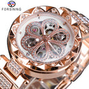 Reloj Forsining de moda para mujer, reloj de pulsera de marca superior con diamantes para mujer, relojes mecánicos automáticos, reloj de manos luminoso resistente al agua
