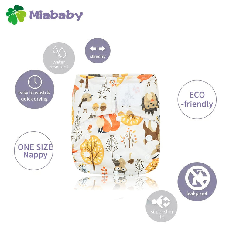 Miababy Hook&amp;Loop OS Taschen-Stoffwindel, mit einer Tasche, wasserdicht und atmungsaktiv, für 3-15 kg Babys