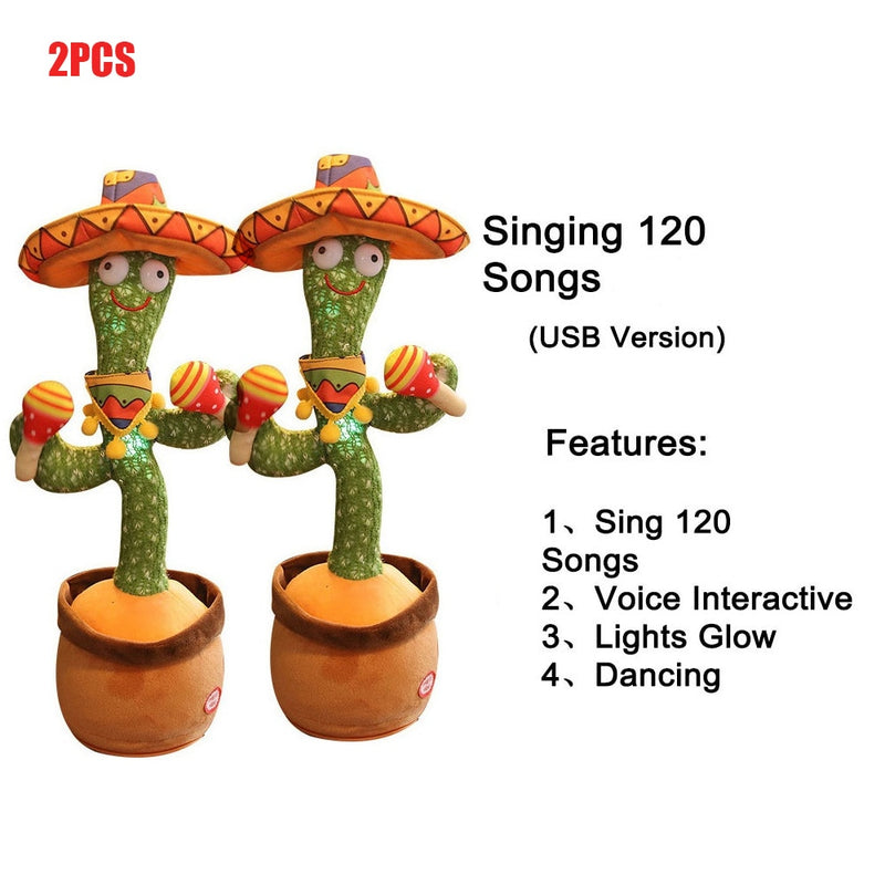 120 canciones bailando cactus bailarín juguete altavoz repetir decir hablar hablar bebé peluche peluche juguete niños juguetes para niña