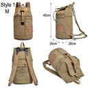 Male Tactical Bucket Canvas Backpack Letter Printing Large Capacity Military Army Bags Outdoor Travel Climbing Round Bag XA678WD