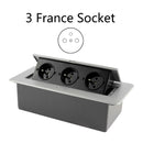 Desktop-Steckdose Tischsteckdose 2 3 DE EU FR-Steckdose mit USB-Aufladung Langsame Pop-up-Abdeckung aus schwarzer silberner Aluminiumlegierung für Besprechungsräume