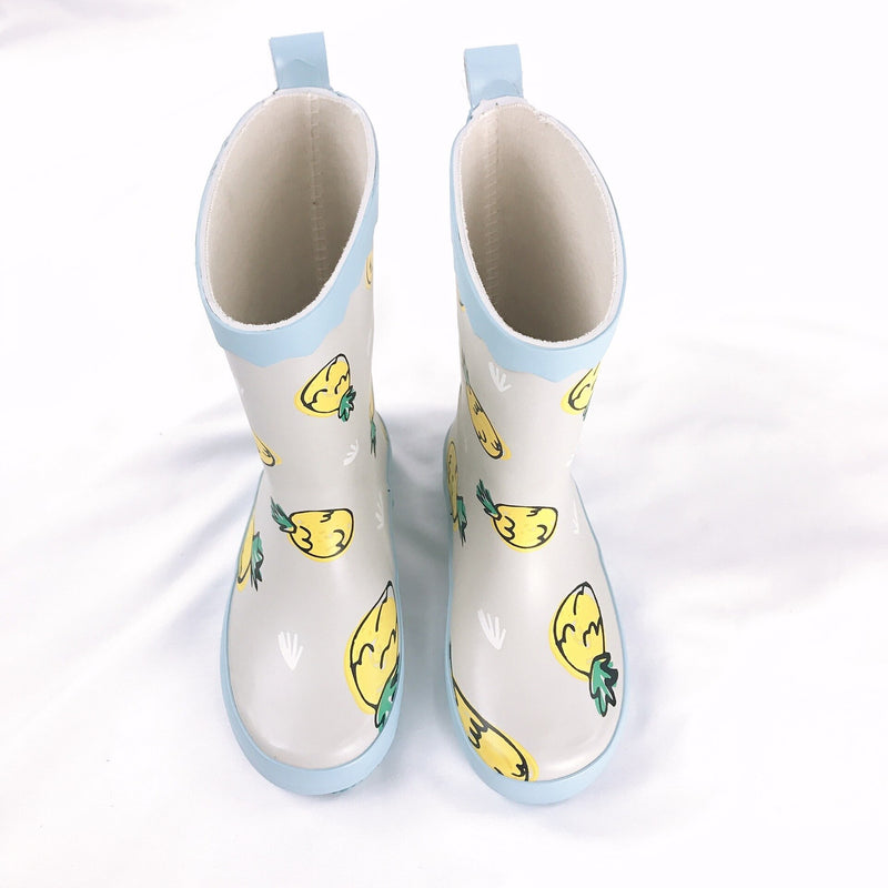 Zapatos de lluvia para niños y niñas, botas de goma con estampado de dibujos animados bonitos para niños, zapatos de agua impermeables para bebés Kalosze Dla Dzieci