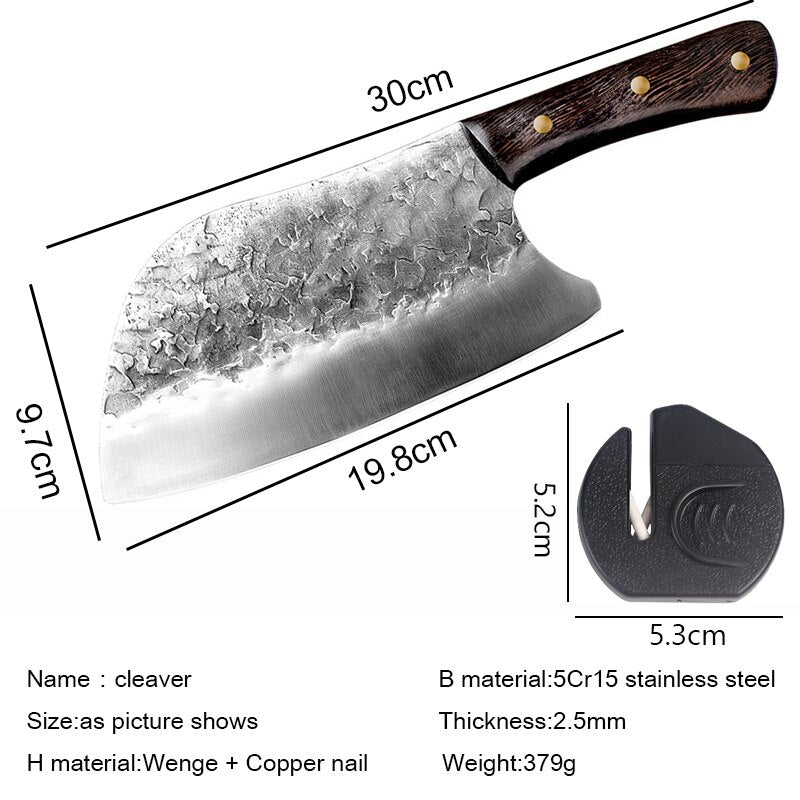 Handmade Forged Stainless Steel Kitchen Knives Chinese Knife Meat Cleaver Vegetable Chopper Knife Kitchen Cutter Tool with Cover