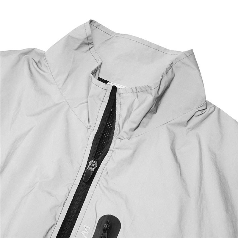 Chaqueta de ciclismo reflectante completa para hombre a prueba de viento impermeable para correr de noche ropa reflectante para montar en bicicleta MTB chaqueta