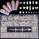 21 Grids Crystals Diamonds Nail Strasssteine ​​Set 3100pcs FlatBack Strasssteine ​​Kit funkelnde Nail Art mit 1 Stift für Dekorationen