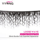 Yyong Hair Peruvian Loose Wave 3/4 Bundles Human Hair With Lace Closure 4x4 Lace Closure With Bundles Natural Color Remy Hair