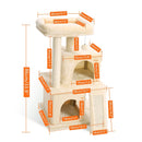 Schnelle Lieferung Haustier Kratzbaum Haus Turm Eigentumswohnung Holz Katze Kratzen Sisalüberzogene Kratzbäume Pads mit Spielball für Katzen Kätzchen