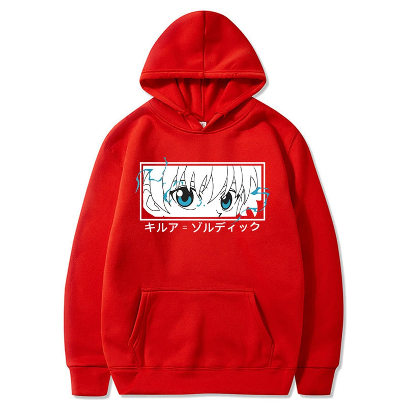 Hunter X Hunter Pullover Hoodies Sweatshirts Killua Zoldyck Eye Print Anime Hoodie Streetwear Tops