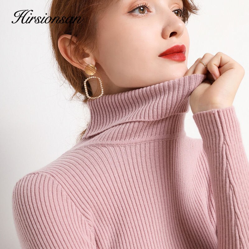 Hirsionsan Eleganter Basic-Strickpullover Damen 2020 Bottoming Skinny Female Warm Knitwear Casual Pullover Damen Solid Jumper