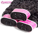 Sweetie Brazilian Deep Wave Bundles mit frontalem Verschluss, 100 % Echthaar-Webart, 3 oder 4 Bundles mit Ohr-zu-Ohr-Frontal, nicht remy