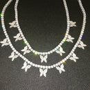 Fashion Iced Out Bling Schmetterling Choker Anhänger Halskette Gold Silber Farbe mit 4mm Tenniskette Hip Hop Schmuck für Männer Frauen