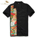SISHION L-2XL Herrenhemd ST110 Kurzarm Schwarz Rot Rockabilly Baumwolle Lässige Bowlinghemden für Herren camisa masculina