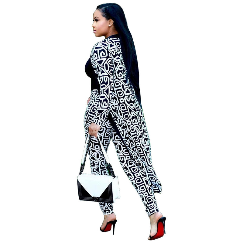 2 Piece Set African Print Elastic Bazin Baggy Pants Rock Style Dashiki SLeeve Famous Suit For Women Coat And Leggings 2pcs/se