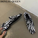 Fashion Square Toe Flats Schuhe Frauen Slip On Loafers Bequemer Ballett Zebra Schlangenmuster Schuh Große Größe 35-41 Zapatillas Mujer