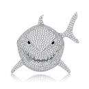 TOPGRILLZ, colgante de tiburón de tamaño pequeño, colgante de Zirconia cúbica con diamantes, collar de Hip Hop para hombres y mujeres, joyería de regalo de moda