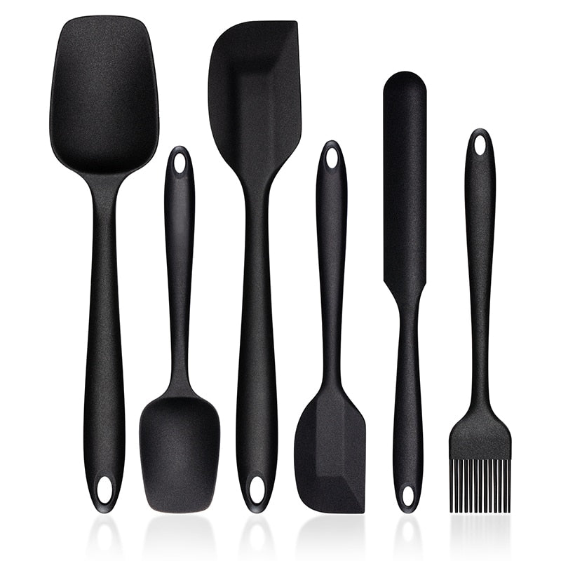 Juego de utensilios de cocina de 6 uds., utensilios de cocina, espátula, cuchara, cepillo rascador, herramientas de silicona para hornear, accesorios para pasteles