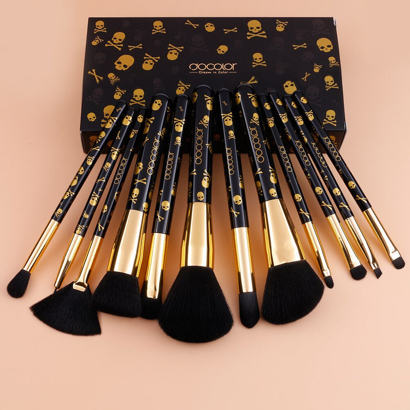 Docolor Goth Makeup Brush Set 12Pcs Professional Makeup Brushes Face Powder Foundation Blending Blush Eye Shadow Make Up Brushes