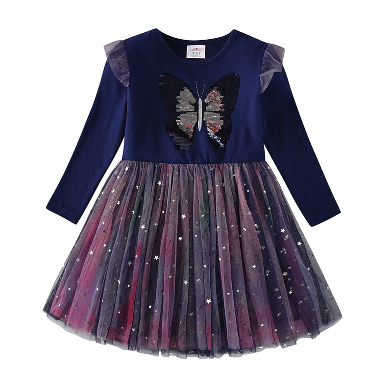 VIKITA Kids Party Dress for Girl Children Sequined Dresses Girls Star Dress Toddlers Casual Dresses Children Autumn Costumes