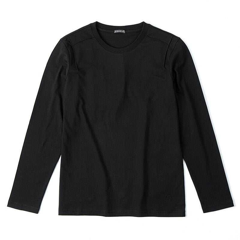 Langärmliges T-Shirt der KUEGOU Baumwollfrühlings-Herbst-Männer 100% Einfache Stickereiart und weiset-shirt Männeroberseite plus Größe ZT-88014