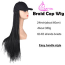 Box Braids Baseball Cap Perücke 24 Zoll lang Synthetische Braid Perücken Hut mit geflochtenen Haarverlängerungen für schwarze Frauen, einstellbare Größe