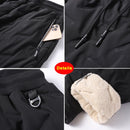 Winter Reißverschlusstaschen verdicken Fleece Jogginghose Herren Jogger Schwarz Grau Daunen Baumwolle Warme Hose Herren Wasserdichte Thermohose 7XL