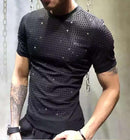 Camiseta de taladro caliente Estilo europeo Primavera y verano Camiseta de manga corta para hombre de calidad superior para hombre Industria pesada