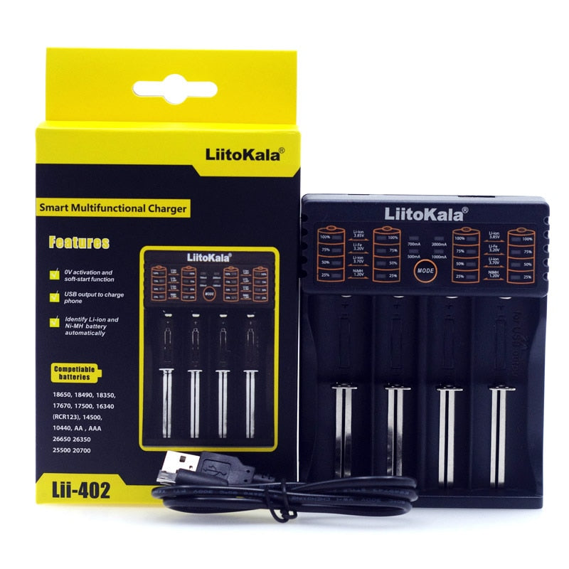 Liitokala Lii402 Lii202 Lii100 LiiS1 18650 Ladegerät 1,2 V 3,7 V 3,2 V AA/AAA 26650 NiMH Li-Ionen-Akku Smart Charger 5 V 2 A EU-Stecker