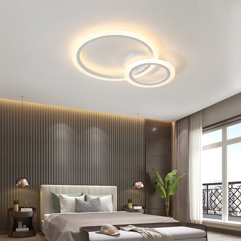 Luz LED de techo para sala de estar, anillos redondos acrílicos, lámpara de Panel de cocina para dormitorio, accesorios de interior modernos simples con Control remoto