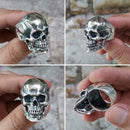 LINSION 925 Anillos de calavera de plata esterlina con alto detalle para hombres Biker Punk Ring TA50 Tamaño de EE. UU. 7 ~ 15