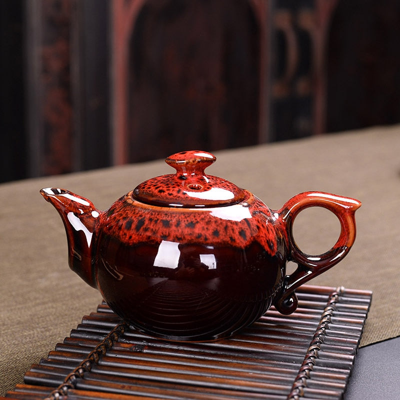 Brennofen-Wechselglasur Chinesische traditionelle Teekanne, eleganter Design-Tee-Sets-Service, chinesische rote Teekanne kreative Geschenke