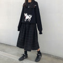 2 Farben japanischer Stil hohe elastische Taille Lange Röcke Frau 2019 Herbst Winter Plaid A-Linie Faltenröcke Damen (X1078)