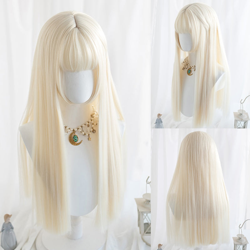 SHANGKE Synthetische Rot Schwarz Blond Weiß Lolita Perücken Für Frauen Lange Gerade Perücke Mit Pony Genshin Impact Cosplay Perücke