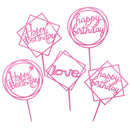 Happy Birthday Cake Topper Acryl Gold Silber Cake Flag Cupcake Topper für Jungen Mädchen Geburtstagsfeier Dekorationen Hochzeit Zubehör