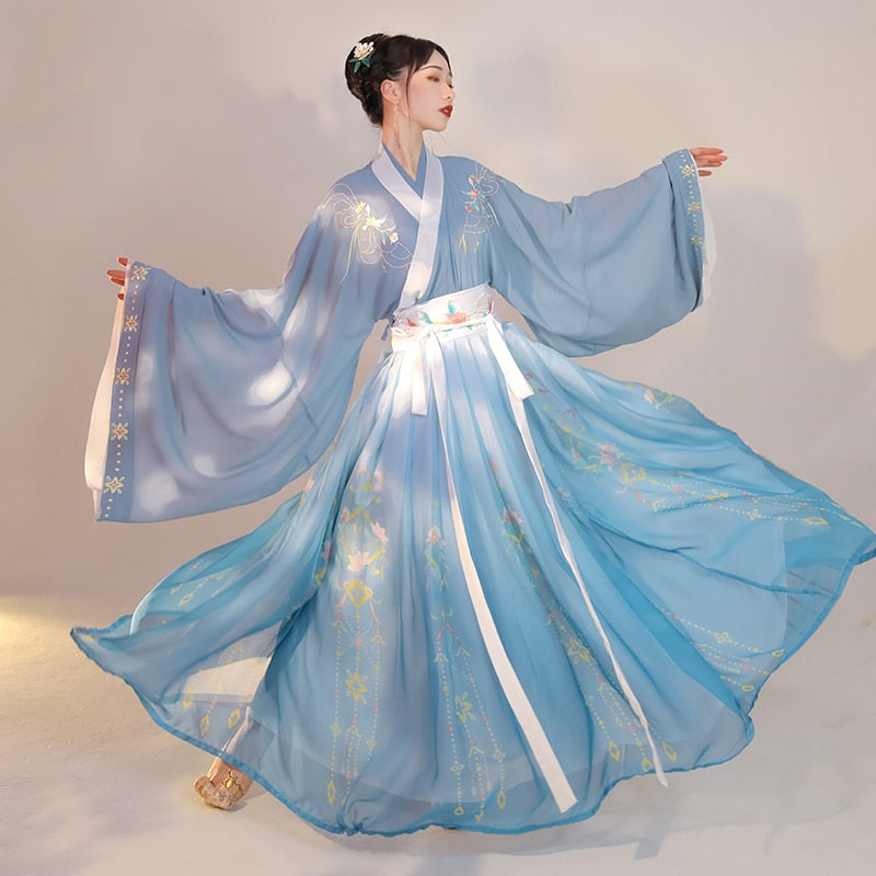 Traje de Hanfu tradicional chino para mujer, vestido de la dinastía Han antigua, vestido de princesa Oriental, ropa de baile elegante de la dinastía Tang para mujer