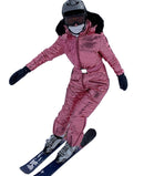 New Shiny Silver Gold One-Piece Skianzug Frauen Winter winddicht Skifahren Overall Snowboard Anzug weibliche Schnee Kostüme