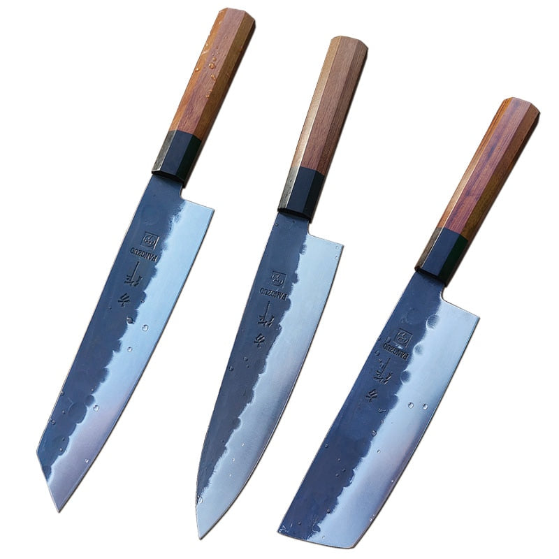 Cuchillos de cocina japoneses FANGZUO, cuchillo de acero inoxidable de alto carbono forjado, cuchillo de cocina afilado Santoku, herramienta para cortar cuchillos de utilidad