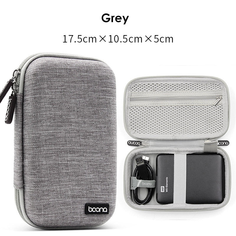 Bolsa de almacenamiento de dispositivos digitales de carcasa dura para adaptador de Mac, Cable de datos de ratón, auriculares, HDD, estuche organizador de dispositivos electrónicos