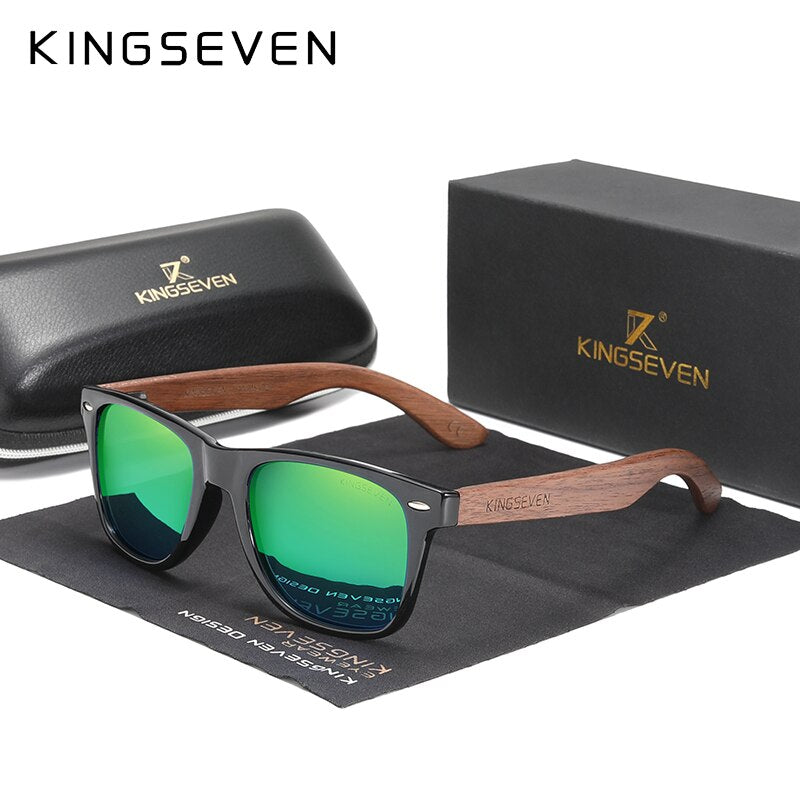 KINGSEVEN New Black Walnut Sunglasses Wood Polarized Sunglasses Men&