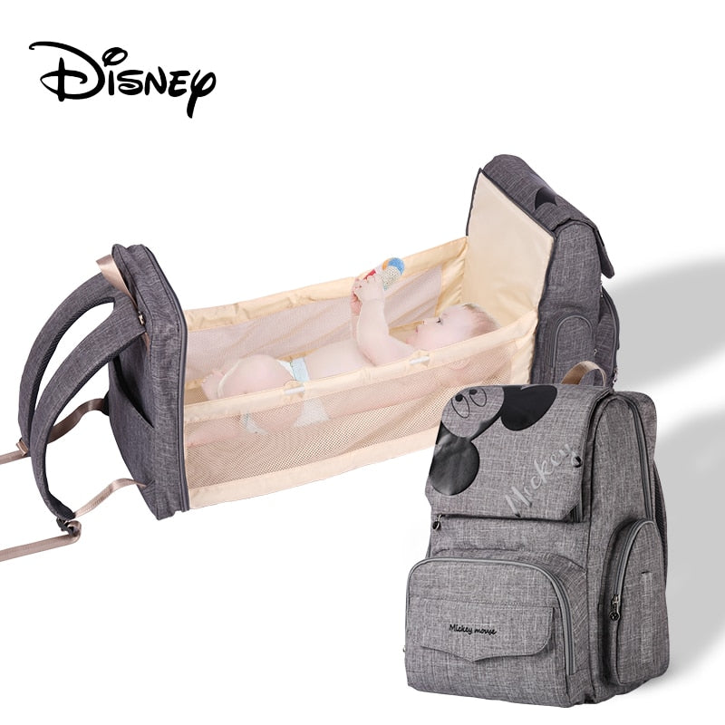 Bolsa de pañales de mamá de Disney, bolsa de lactancia para el cuidado del bebé, mochila de viaje, bolsas de diseño de Mickey, bolso de mano gris y negro