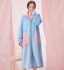 Winter Long Warm Robe Women Coral Fleece Flannel Hoody Thermal Bathrobe Thicken Cute Nightwear Sleepwear Bath Robe Dressing Gown