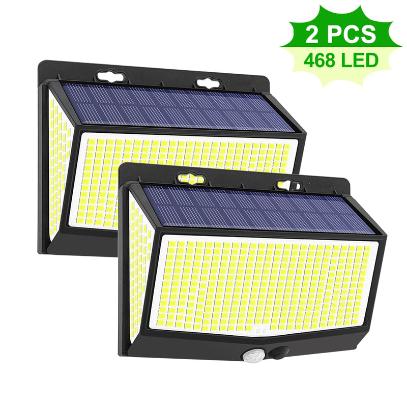 468/114 LED Outdoor Solar Lamp PIR Motion Sensor Waterproof Sunlight Powered wall Light Garden decoration Emergency Street Light