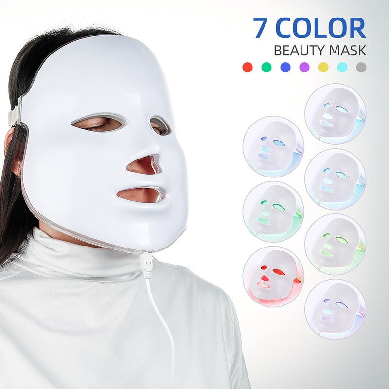 NOBOX-Foreverlily 7 Farben LED Gesichtsmaske Photon Lichttherapie Hautverjüngung Gesichts PDT Hautpflege Schönheitsmaske Ance Behandlung