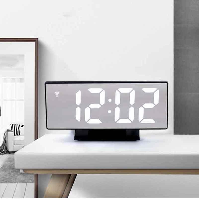 Reloj despertador Digital con espejo LED, reloj electrónico de mesa, relojes despertadores de escritorio, multifunción, Snooze Night, pantalla LED grande, regalo